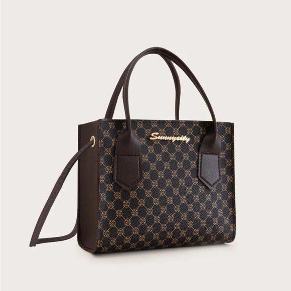 ⚠️Clearance Mini Brown Geometric Print Satchel Crossbody Bag - Picture 3 of 5